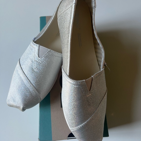 Women’s Shoe Toms Alpargata Silver Glimmer Canvas, Size 8 - Picture 4 of 6